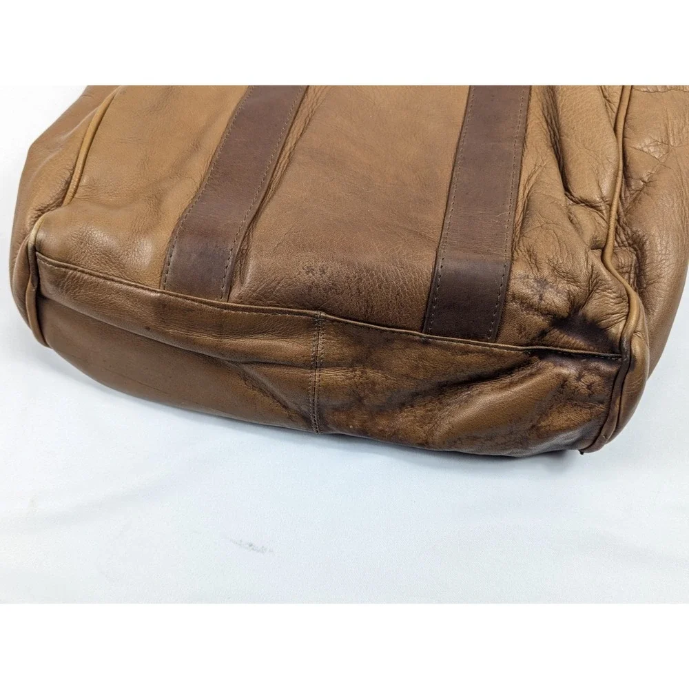 FRYE Gia Simple Leather Tote Hobo Shoulder Bag‎ Cognac Brown Large